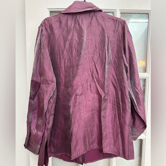 Vintage Simonton Says Purple Mauve Metallic Shimmer Gorgeous Blouse Plus Size 1X - Picture 6 of 11